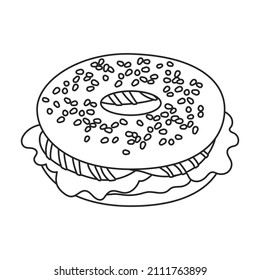 Sandwich vector icon.Outline vector icon isolated on white background sandwich.