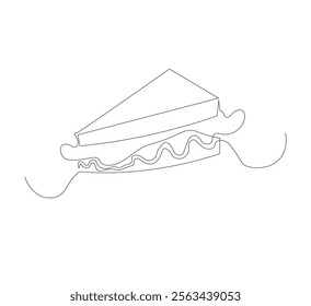 Sandwich vector illustration in doodle style. Outline food illustration. White background. Vector illustration