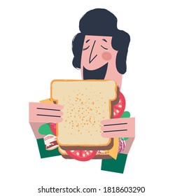 Sandwich. Vektorgrafik im flachen Cartoon-Stil.
