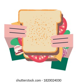 Sandwich. Vector illustration in flat cartoon style.