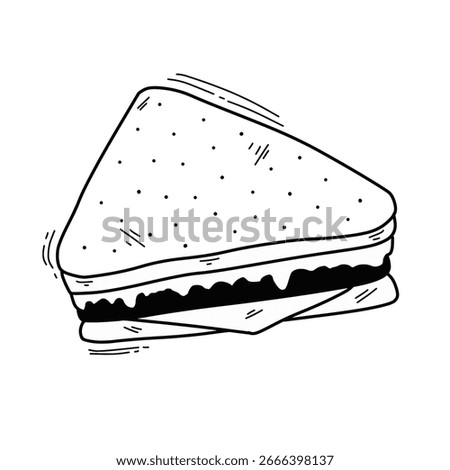 Sandwich vector illustration. Hand drawn doodle style sandwich Icon outline