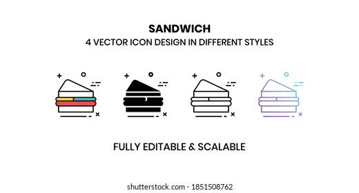 Sandwich vector illustration icons in different styles