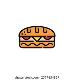 Ilustración del vector de sandwich aislada en fondo blanco. Icono de sandwich