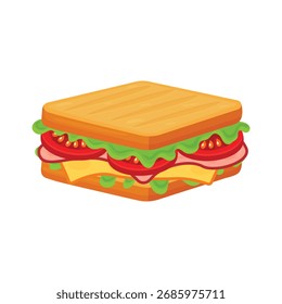 Ilustración vectorial de sándwich aislada sobre fondo blanco.