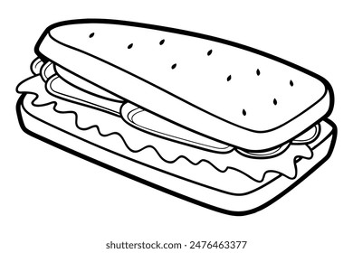 sandwich Vector Illustration and Line art eps