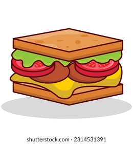 sandwich Vector illustration on a transparent background. Premium quality symmbols. Vector line flat icons for concept and graphic design.