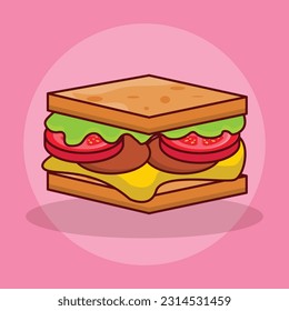Sandwich-Vektorgrafik auf transparentem Hintergrund. Hochwertige Symbole. Flachsymbole für Vektorgrafiken für Konzept und Grafikdesign.