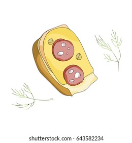 Sandwich. Vector illustration on white background. 