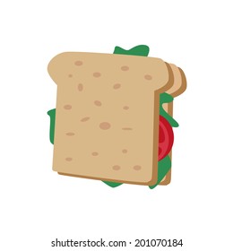 sandwich vector illustration with tomato and salad 