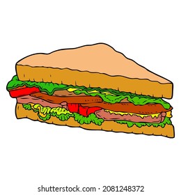 sandwich vector illustration,isolated on white background,top view
