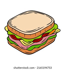 sandwich vector illustration,isolated on white background,top view