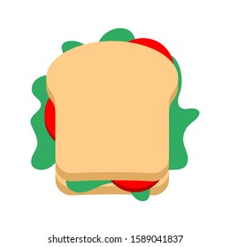 A sandwich. Vector image of a traditional breakfast: bread with ham and lettuce.