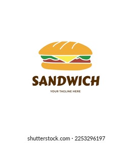 sandwich vector logo template or homemade sandwich logo illustration. Sandwich shop logo design template 