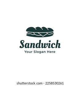 plantilla de logotipo de vector sandwich o imagen del logotipo de sandwich casero. Plantilla de diseño del logotipo de la tienda de emparedados 