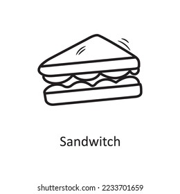 Ilustración de diseño de iconos de contorno de vector de sándwich. Símbolo de panadería sobre fondo blanco archivo EPS 10
