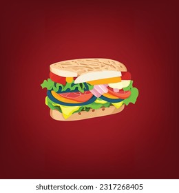 Sandwich Vector, sandwiches filled with vegetables. 