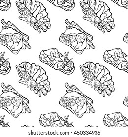 Sandwich. Vector seamless pattern.