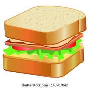 Sandwich vector in white background