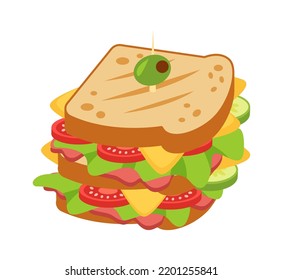 Sandwich with vegetables Food icon. Vector illustration
