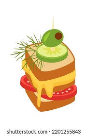 Sandwich with vegetables Food icon. Vector illustration