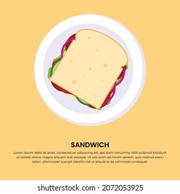 Sandwich View From Above. Food Vector Flat Illustration.