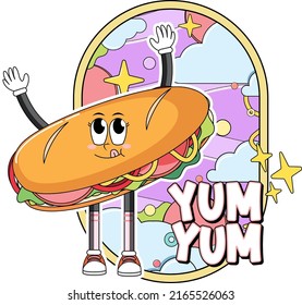 Sandwich with word expression Yum illustration