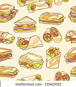 Sandwich Wrap Seamless Pattern