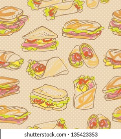 Sandwich wrap seamless pattern