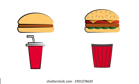 Sandwich,burger, hamburger,heeseburger,hotdog, ice cream, fries potatoes, popcorn. American fastfood. hand drawn vector illustration.doodles or cartoon style. Set