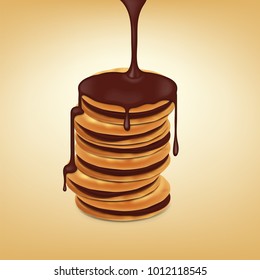 Sandwich-cookies with chocolate filling and pouring melted chocolate. Graphic concept for your design.