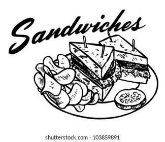 Sandwiches 2 - Retro Clipart Illustration