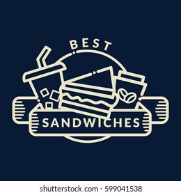 Sandwiches badge, label, logo, icons design templates. Vector illustration