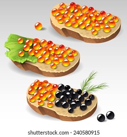 Sandwiches with caviar 