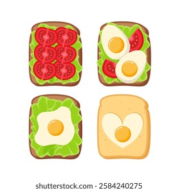 Sandwiches Collection. Healthy Food, Toasts Set.