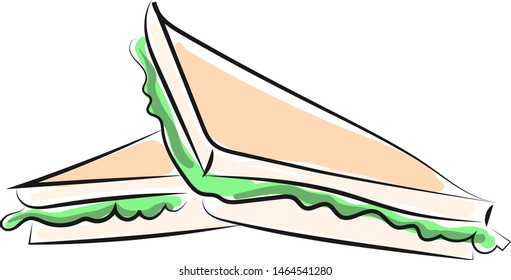 Sandwiches drawing, illustration, vector on white background.