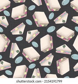 Sandwiches Food Refreshments Olives Vector Seamless Pattern