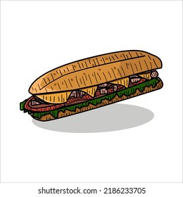 sandwiches with hand drawn engraving style
