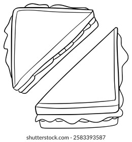 sandwiches illustration hand drawn outline vector