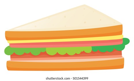 Sandwiches with meat and vegetables illustration