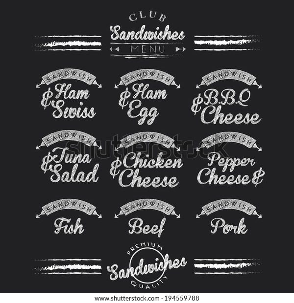 Sandwiches Menu Names Sandwiches Stock Vector Royalty Free 194559788
