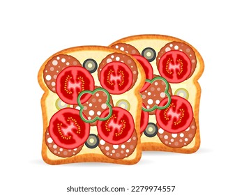 Sandwiches on a white background. Vector illustration.