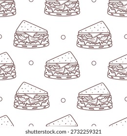 Sandwiches, Musterhintergrund. Nahtlose Sandwiches Muster Hintergrund. Doodle Sandwich Muster Hintergrund. Sandwich-Slices Muster-Design-Vektor.