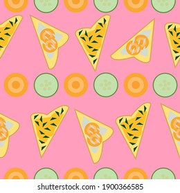 sandwiches and salad vector repeat pattern