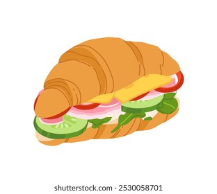 Sandwiches with Various Ingredients. Vector cartoon illustration of sub, sandwich, bagel, toast and burger with meat, cheese and vegetables.