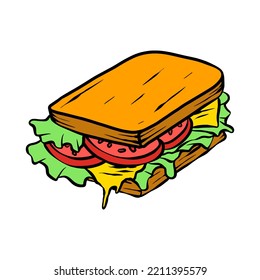 Sandwitch Hand drawn vector Illustration 