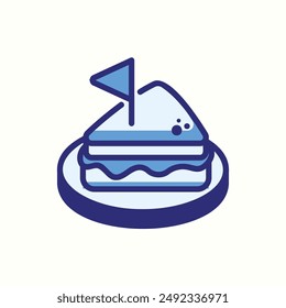 sandwitch icon, isolated blue icon theme bakery