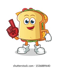 sandwitch number one fan cartoon vector mascot illustration