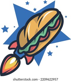 Caricatura del logo de las estrellas del cohete Sandwitch