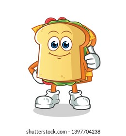 sandwitch thumbs up mascot vector cartoon illustration