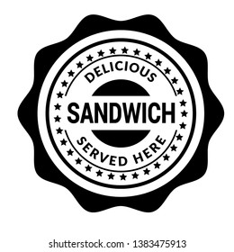 Sandwitch vintage label - sticker,emblem,seal,rubber stamp. Sandwitch - served here,delicious.Designed for product label. 